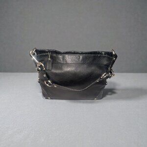 Coach Carly Hobo F15251 Black Pebbled Leather Silver Nickel Shoulder Bag Boho